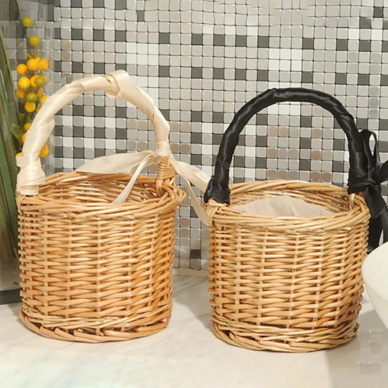 Picnic Basket Mini Wicker Hand Fruit Packaging Decorative Prop | Дом и сад