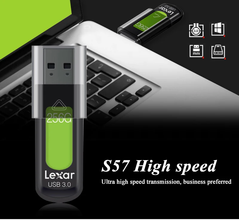 Макс 150 МБ/с. USB 3,0 флеш-накопитель 256 ГБ 128 Гб 64 Гб оперативной памяти, 32 Гб встроенной памяти, Lexar оригинальные флешки Jumpdrive S57 накопитель флеш-карта памяти