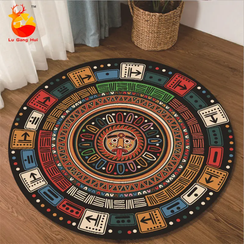 Новые ковры для гостиной цвет Mayan этнический стиль шаблон Круглый ковер коврики