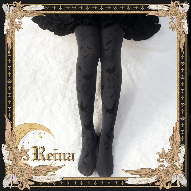 Лолита бронза 120d бархат печатных patyhose мягкая девушка harajuku милый