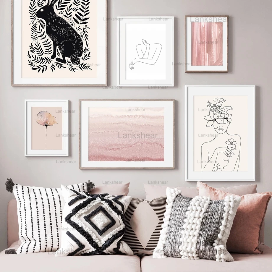 

Abstract Canvas Painting Flower Girl Vintage Illustration Wall Art Nordic Modular Posters and Prints Picture Living Room Decor