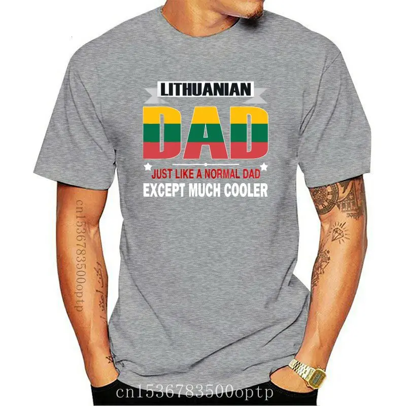 

New Novelty Mens T-Shirts 3D Printed Short Sleeve T Shirt Men'S Tops Lithuanian Dad Is Much Cooler Father'S Day T-Shirt Flag T S