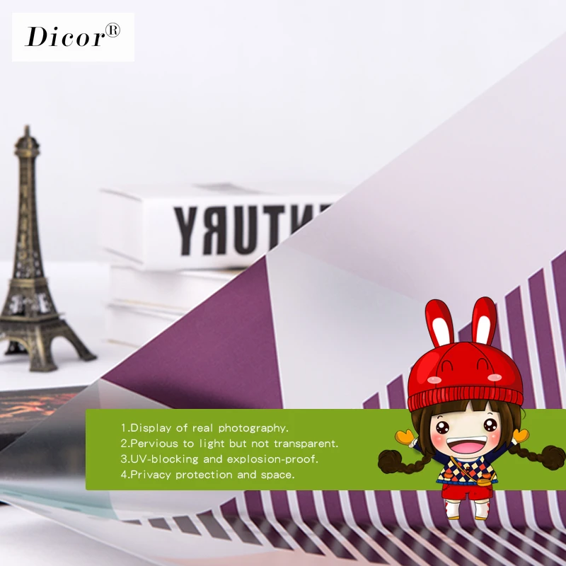 Марка DICOR окрашенная статическая липкая оконная пленка матовая непрозрачная