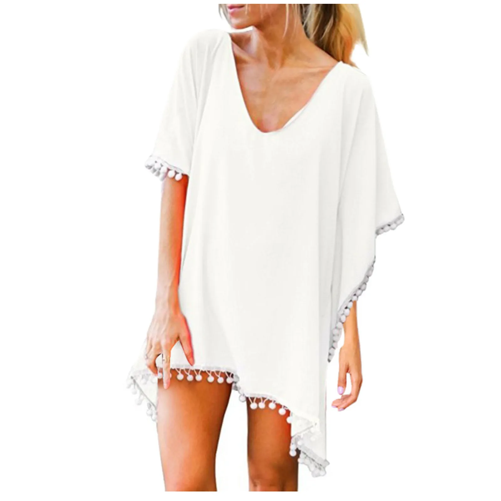 

Summer Women Bikini Cover Up Tassels Swimsuit Cover-ups Bathing Suit Beachwear Tunic Beach Dress Beach Wear