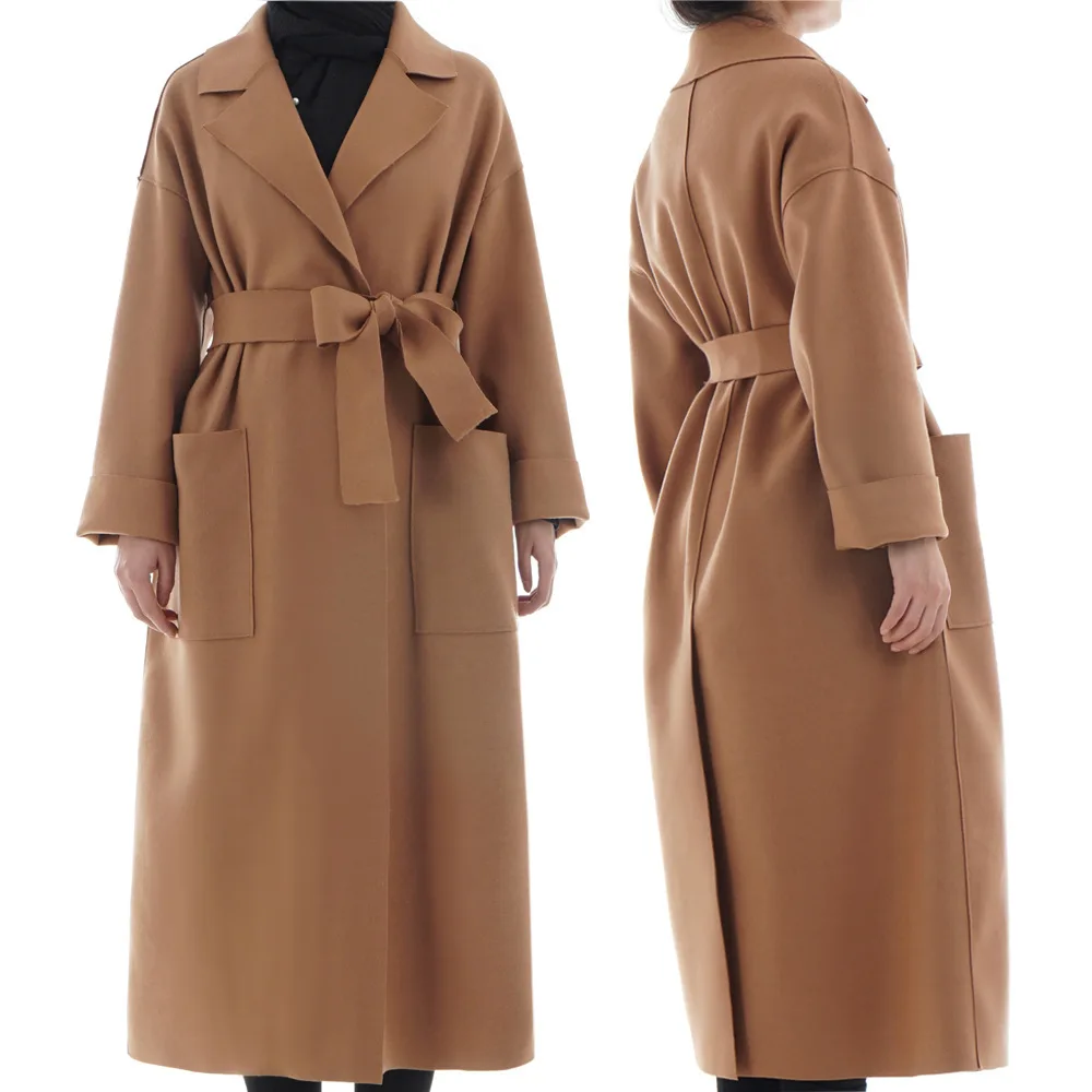 Мусульманское зимнее шерстяное пальто Длинная Куртка Двусторонняя верхняя