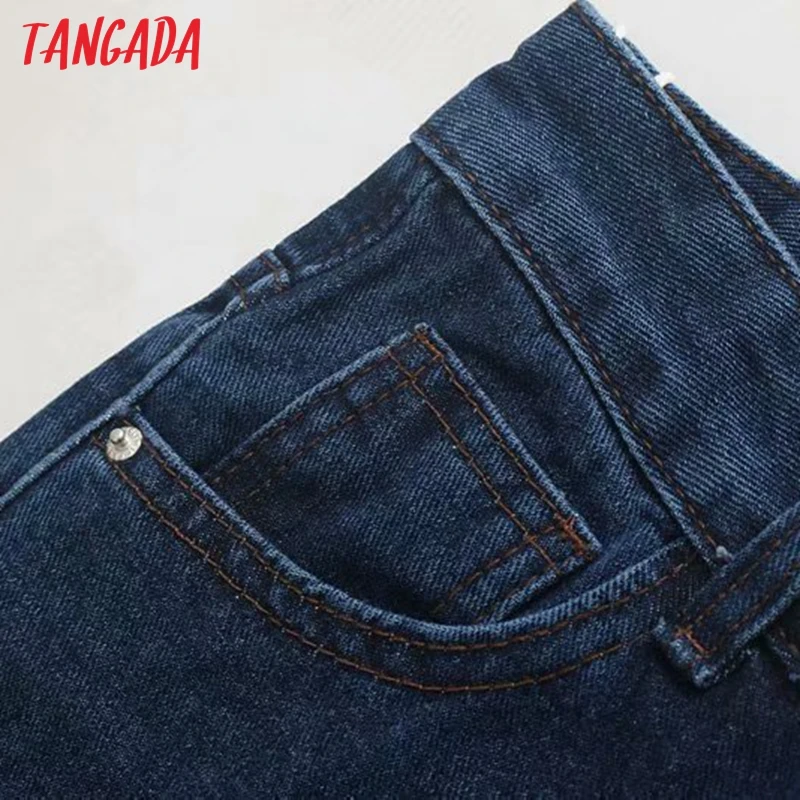 Tangada женские широкие темно-синие джинсы осень зима модные женские джинсы свободные джинсы повседневные винтажные 4M93