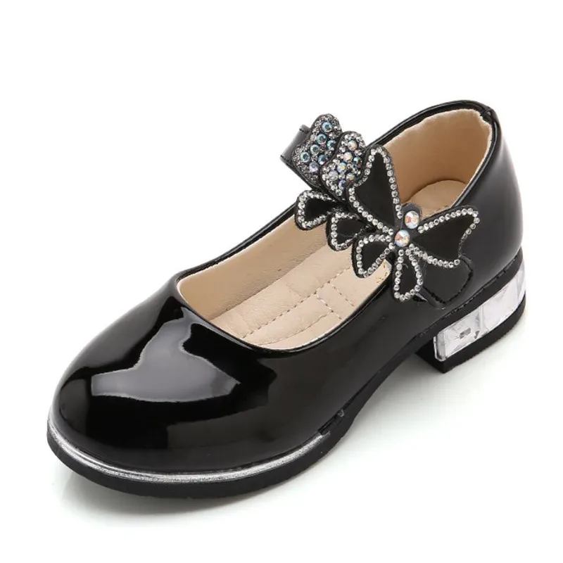 Детская обувь принцессы для девочек школьная розовые черные детские кожаные