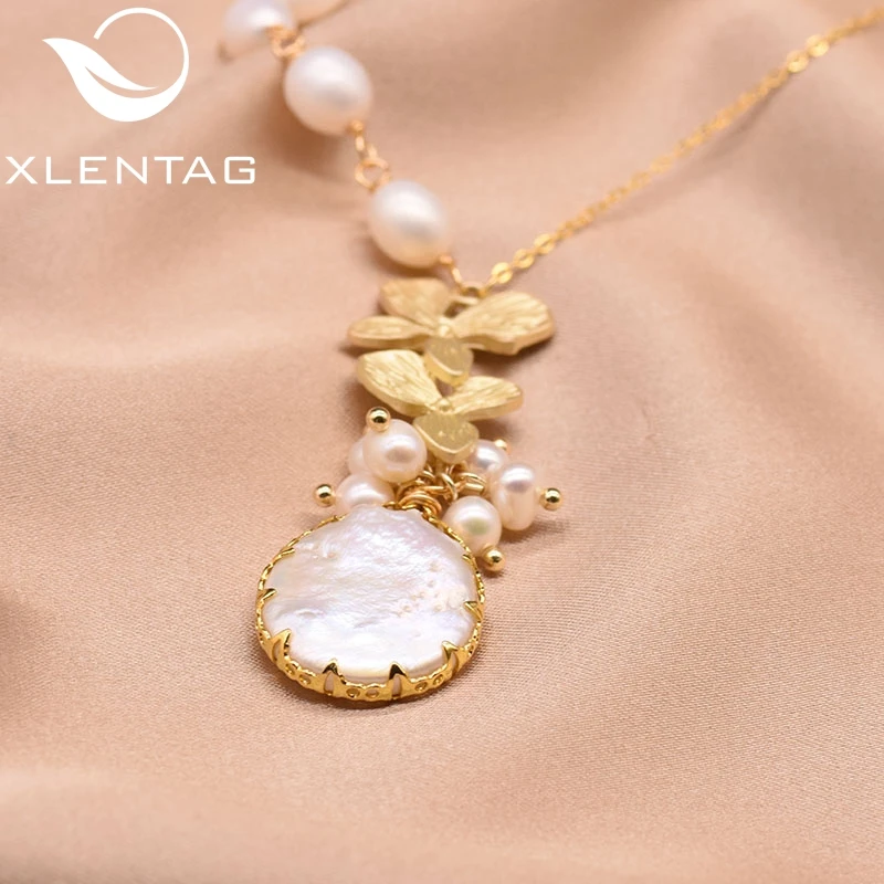 XlentAg натуральный пресной воды Perarl Тонкий минималистичный кулон ожерелье для женщин Девушка День рождения Свадьба Colgantes Mujer Moda GN0155