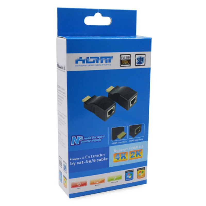 

A Pair HDMI-compatible to RJ45 30m Network TX Transmitter RX Receiver Extender Converter Repeater 1080P 4k*2k Over CAT-5e CAT6