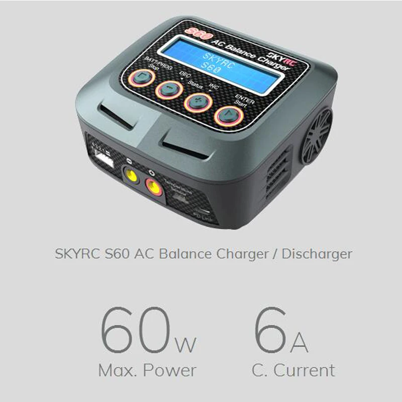 SKYRC S60 60 Вт AC баланс зарядное устройство/Dis устройство для LiPo LiHV LiFe Lilon NiCd NiMh PB