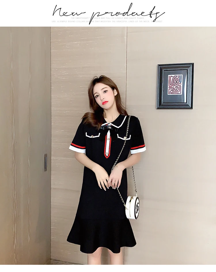 Женское трикотажное платье с бантом модельное элегантное в британском стиле для