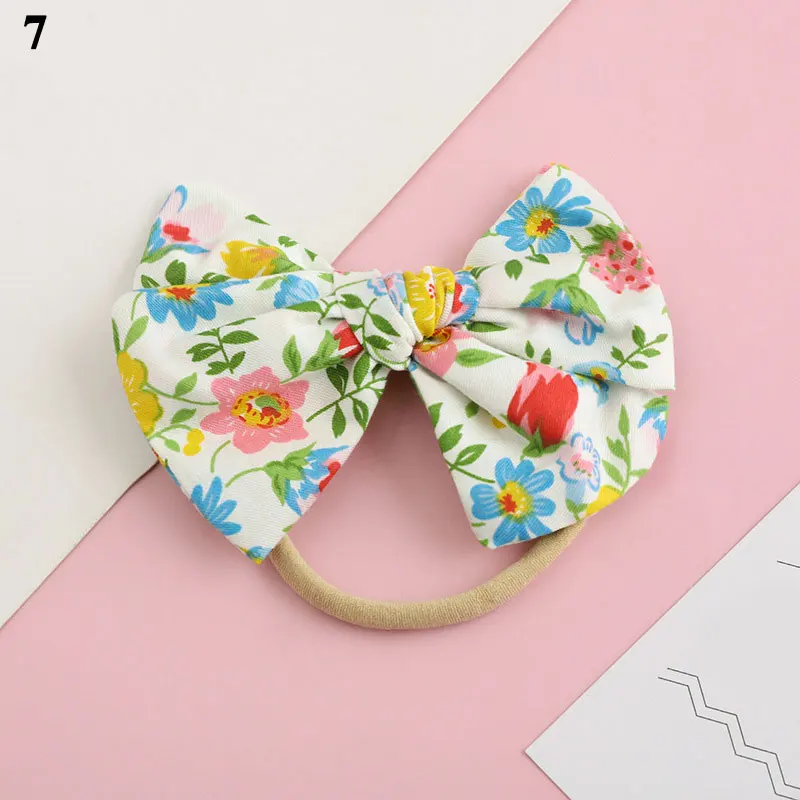 

2021 New Cotton Cloth Floral Hair Band Baby Bows Headbands Fruit Print Traceless Infant Cute Hairband Elastic Nylon Hair Bands