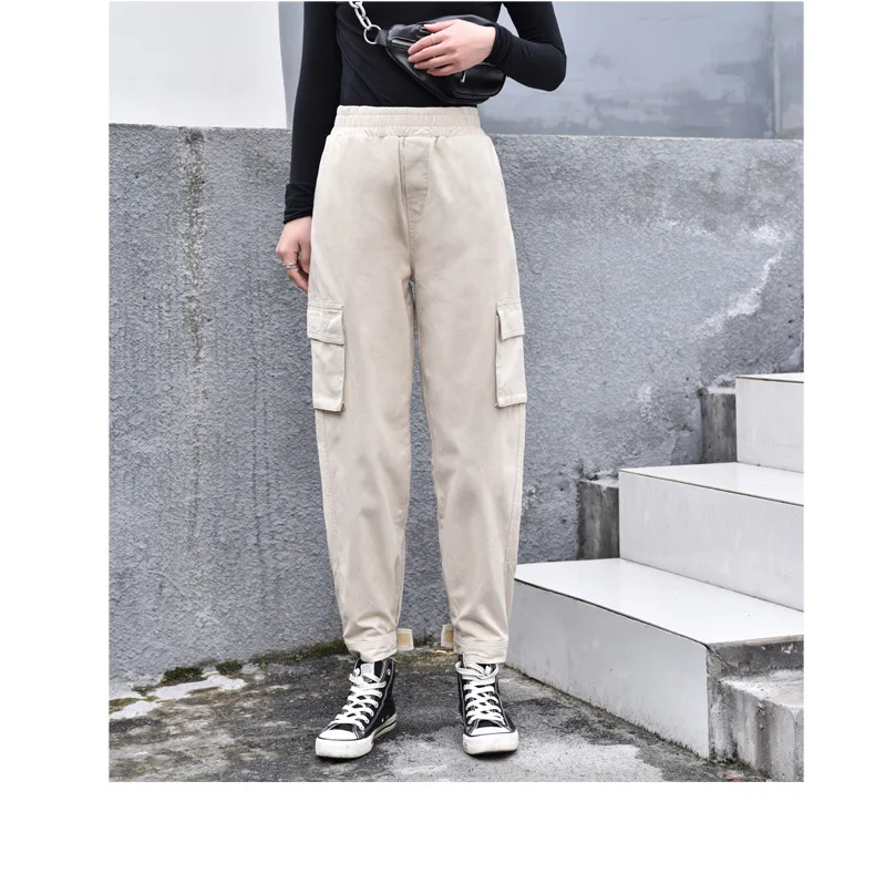 

Cargo Pants Women Streetwear Preppy Style Loose Boyfriend Sweatpants High Waist Black Causal Straight Harem Wide Leg Pants Women