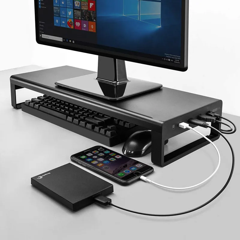

Aluminum Alloy Laptop Monitor Holder Stand With USB 3.0 4 Port Stable Stand Monitor Computer Laptop Base Stand