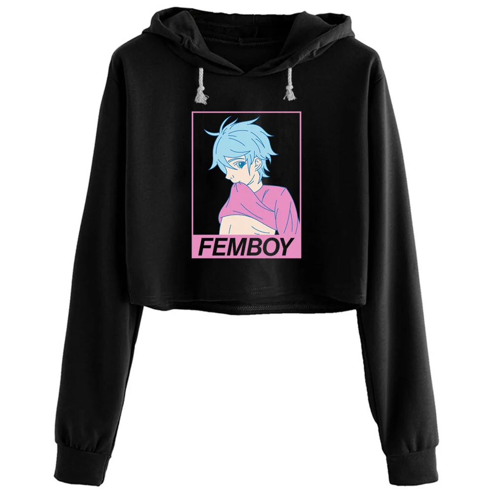 

Anime Gay Boy Yaoi Design For A Femboy Crop Hoodies Women Aesthetic Kpop Korean Y2k Pullover For Girls