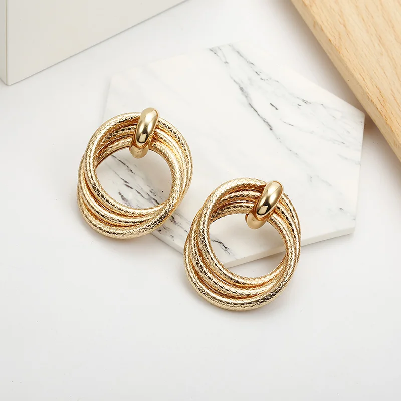 Винтажные круглые серьги золотого цвета для женщин большие геометрические