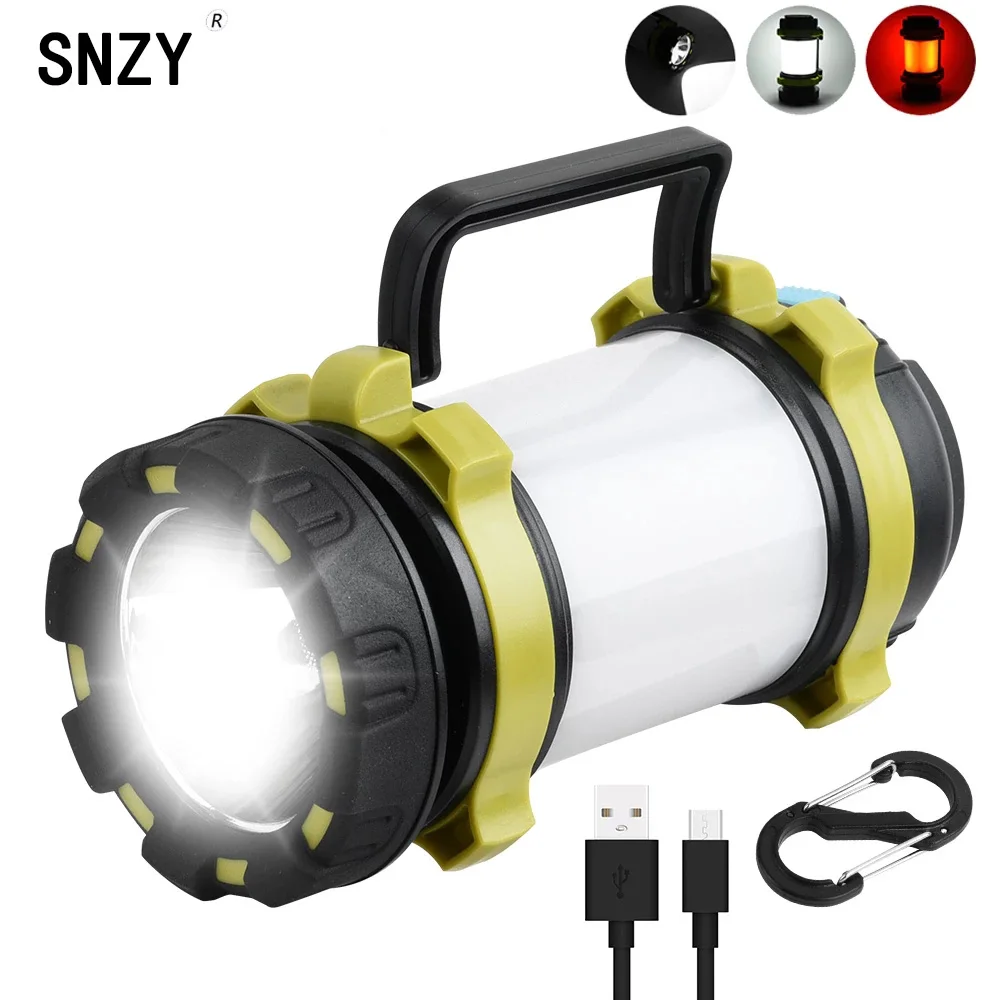 Online SNZY Torcia Elettrica Faro HA CONDOTTO LA Torcia Ricaricabile USB T6 Lanterna Di Campeggio Resistente All'acqua Di Ricerca Esterno Di Illuminazione