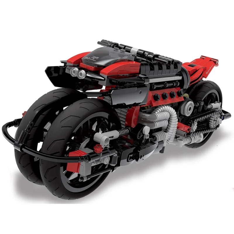 

Motorcycle Electric Compatible Moto Racing Motorbike City Vehicle Sets Off Road Model Building Blocks MOC Kits Kids Toys