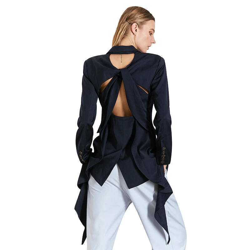 TWOTWINSTYLE Elegant Hollow Out Blazer Women Notched Collar Long Sleeve Blazers Female Fashion Clothing Ladies OL Style New