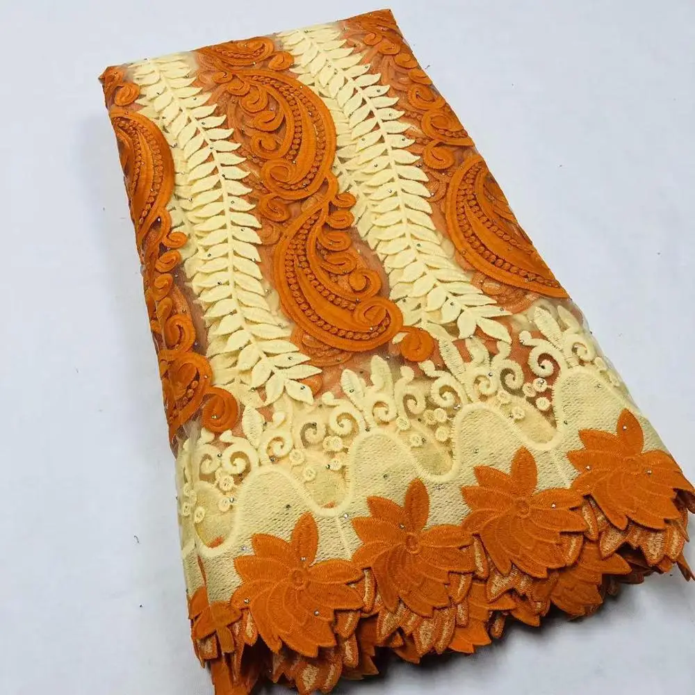 

High Quality African Nigerian Tulle Lace Fabric French Tulle Lace Embroidery Milk Silk Voile Cord French Dress 5yards P1505