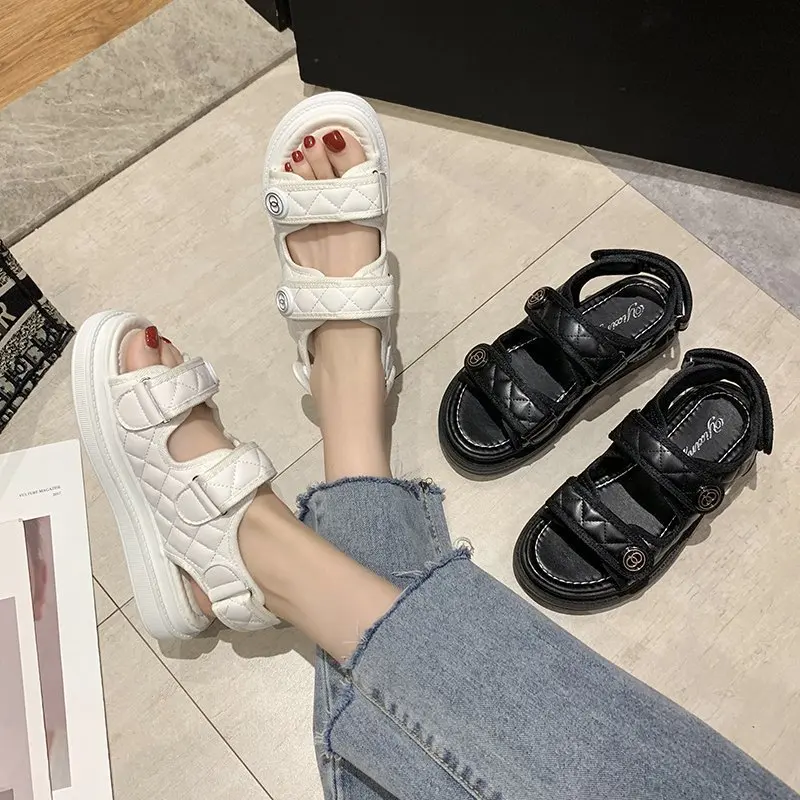 

Small Sweet Wind Velcro Sandals Pregnant Women Treasure Mom Female Summer Wear Soft Bottom Black Ms Office Outside Cool Slippers