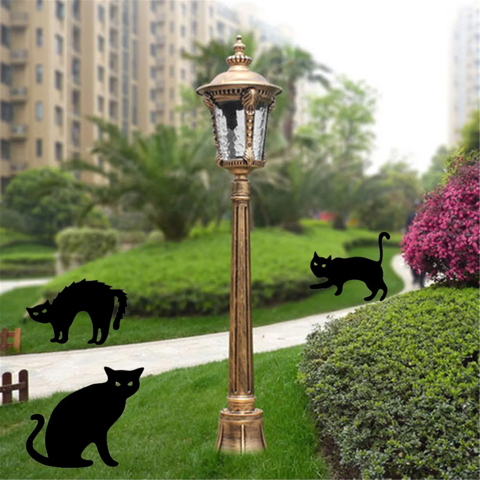 

Статуя кота сваи, знак кошки, силуэты животных, акриловое украшение для кошки, водонепроницаемые сады, дворы, газон, украшение, вставные сваи