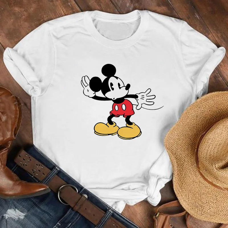 

Hot Sale Disney Summer Classic Mickey Mouse Women's T-Shirt Cute Cartoon Graphic Tee Shirt Casual O-Neck Short Sleeve Female Top