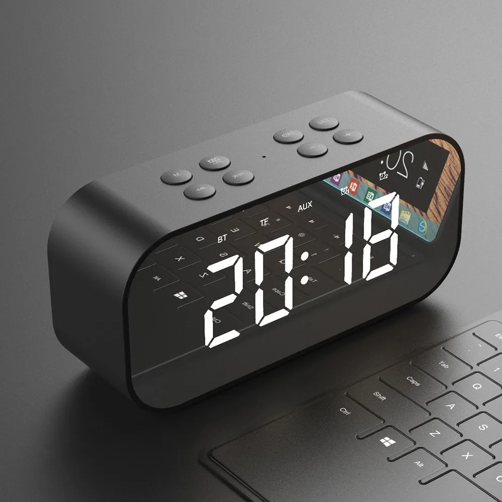 Портативное зеркало для макияжа Bluetooth колонка беспроводной сабвуфер будильник