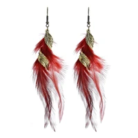 bohemian feather long drop earrings for women ethnic holiday party temperament female earring oorbellen winter jewelry gift