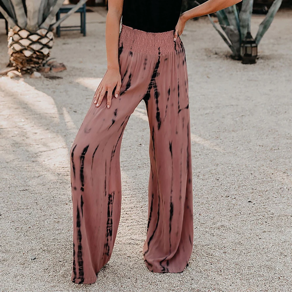 

Ladies Fashion New Style Pants Casual Loose Printed Thin Section Breathable Vertical Thin Mopping Wide Leg Pants Hot Sale