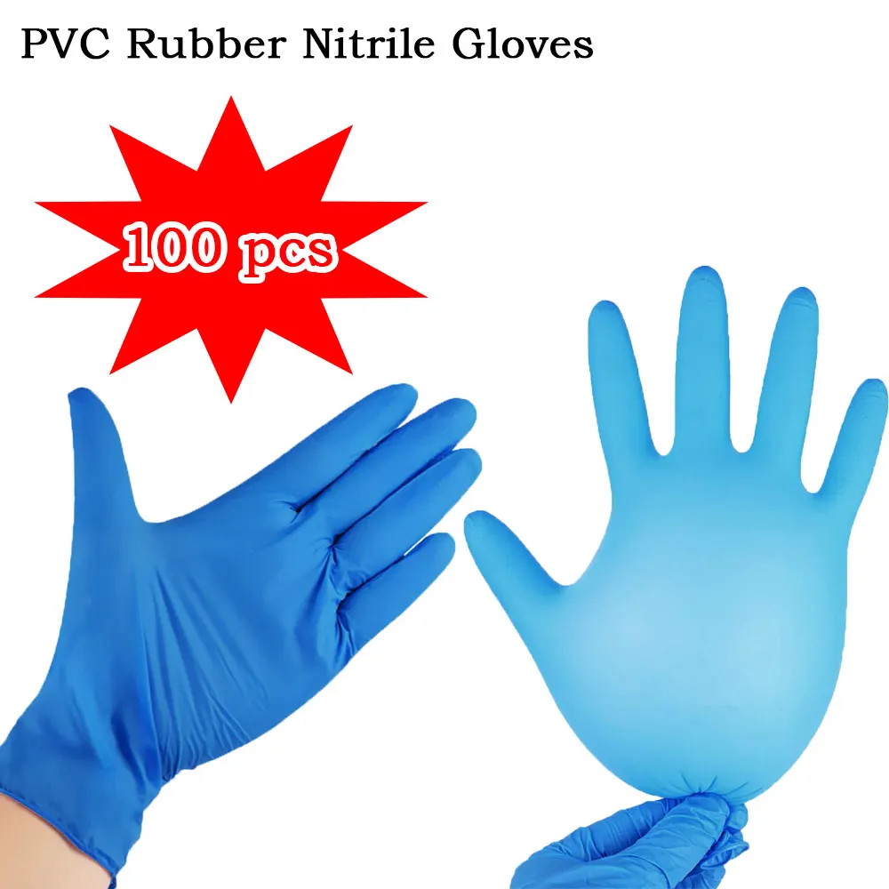 100 шт. латекс нитрила цвет: черный синий перчатки Кухня защитная Рабочая ручной