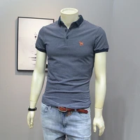 short sleeved mens lapel t shirt spring and summer new trend korean styl slim fit all matching embroidery mark young tees
