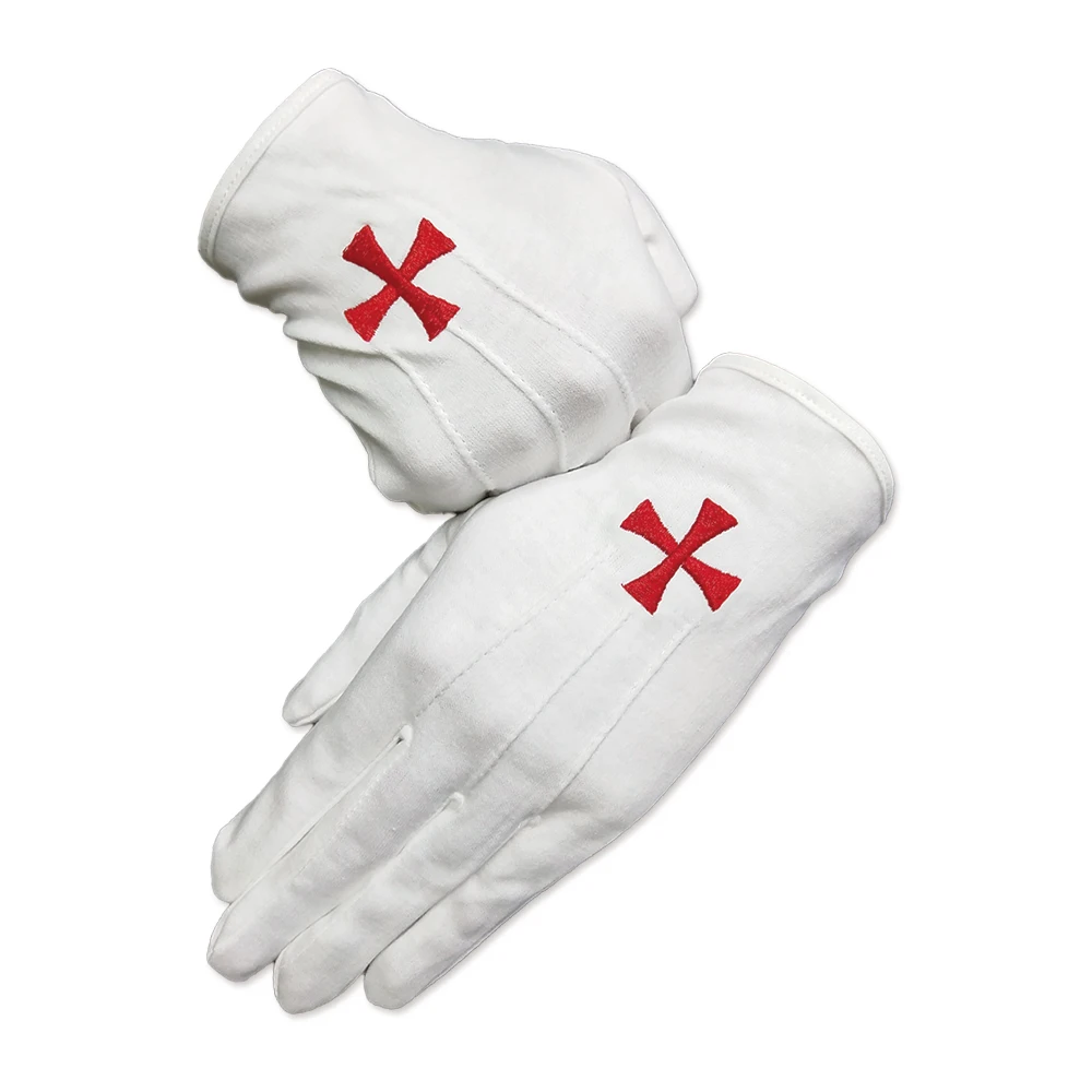 Рыцари темплар Красный Крест белый хлопок Freemasons масонские перчатки - купить по