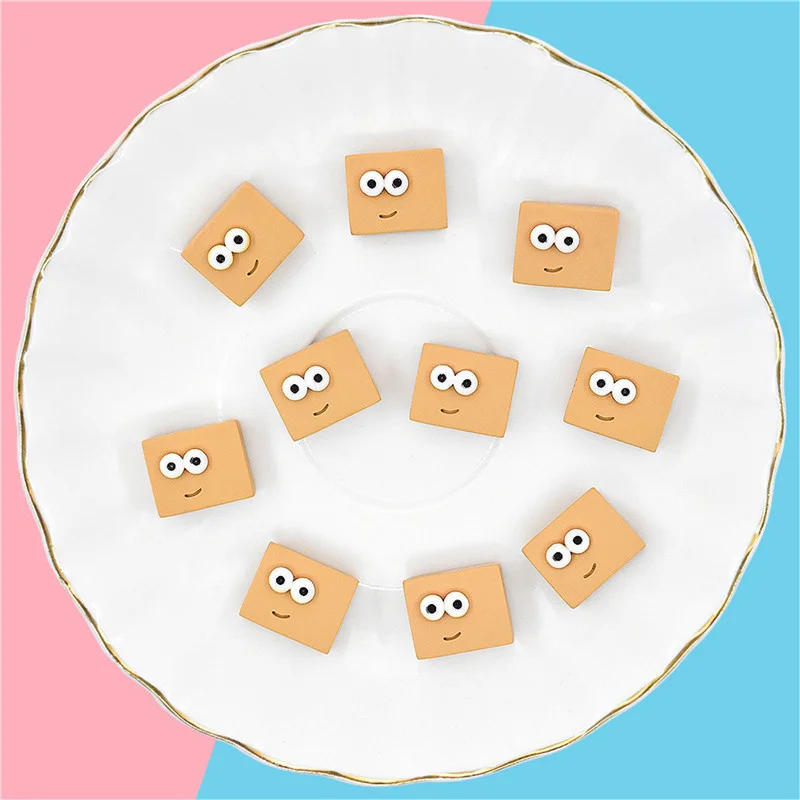 

Julie Wang 10PCS Resin Tiny Cube Bread Charms No Hole Cartoon Eyes Face Pendant Bracelet Earrings Jewelry Making Accessory Decor