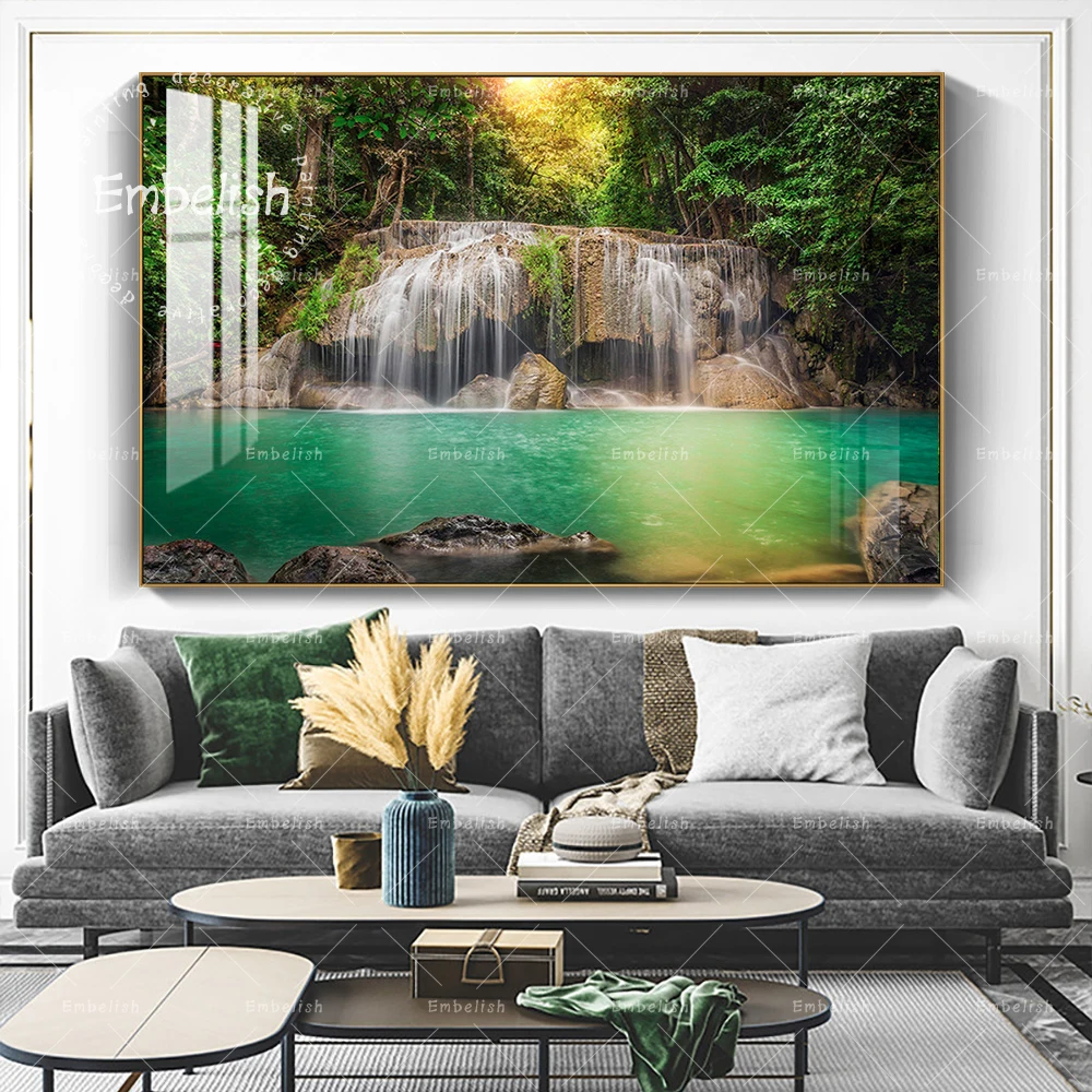 

High Qulity Canvas Oil Paintings Waterfall Landscape Wall Art Posters Living Room Pictures Home Decor Artworks Bedroom Artworks