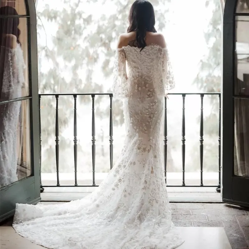 

Женское кружевное платье в стиле бохо, Пляжное Платье с полурукавами и аппликацией для свадебной вечеринки, платье невесты, лето 2020