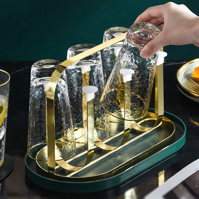 

Подставка для сушки стаканов, настольный нескользящий металлический держатель для чашек и стаканов, 6 сушилок, держатель для чашек, органай...