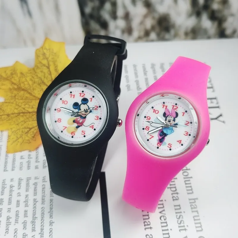 

Disney New Cartoon Children's Watch Wristwatch Silicone Watch Band Cute Anime Mickey Mouse Frozen Princess Watch for kids