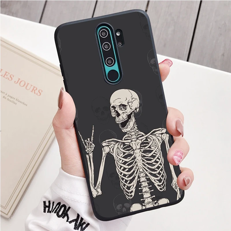 Черный силиконовый чехол с черепом для телефона Redmi note 9 8 7 Pro S 8T 7A|Бамперы| |
