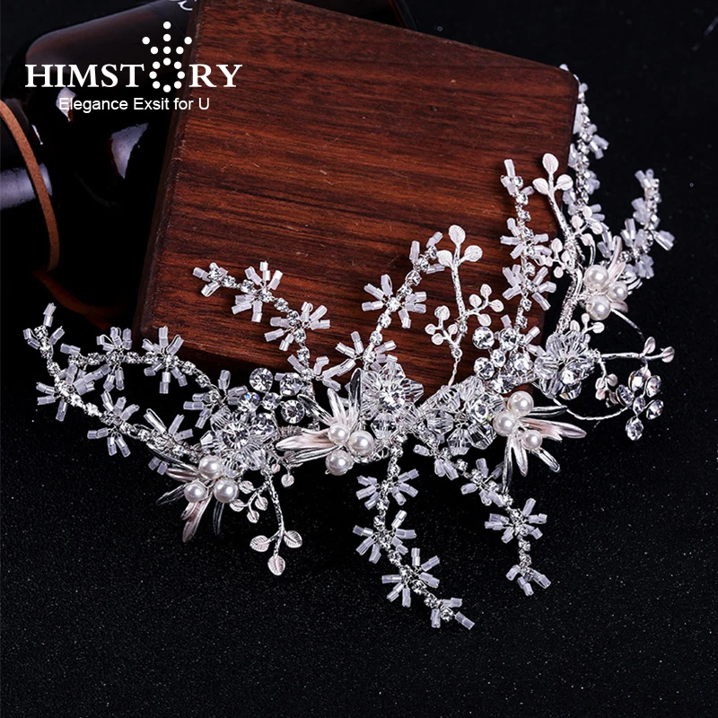 

Himstory Handmade Luxury Wedding Hairband Pearl Crystal Bridal headdress Princess Hairwear Accessories