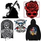 Термоклейкие нашивки с изображением черепа, сатаны, термоклейкие наклейки на одежду, термоклейкие нашивки сделай сам, Цветочная аппликация в стиле панк
