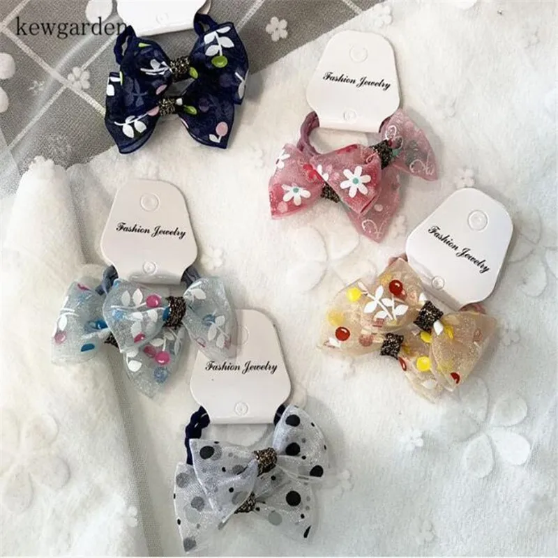

Kewgarden Fruit Floral Gauze Ribbons Bowknot Cute Hair Accessories Elastic Hair Bands Hairpins Hairclips Girls Headwear 5 Pairs