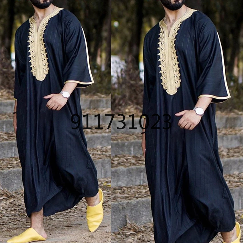 Мужской 2021 Eid Рамадан Abaya Дубай Кафтан Пакистан весна осень Повседневный