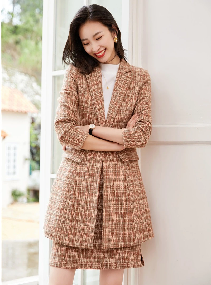Деловые женские деловые костюмы элегантные клетчатые профессиональные блейзеры