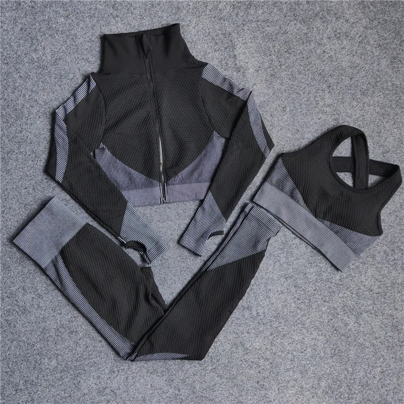 

Women Fitness Sport Yoga Suit Seamless Women Yoga Sets Long Sleeve Yoga Clothing Female Sport Gym Suits Wear Running Clothes