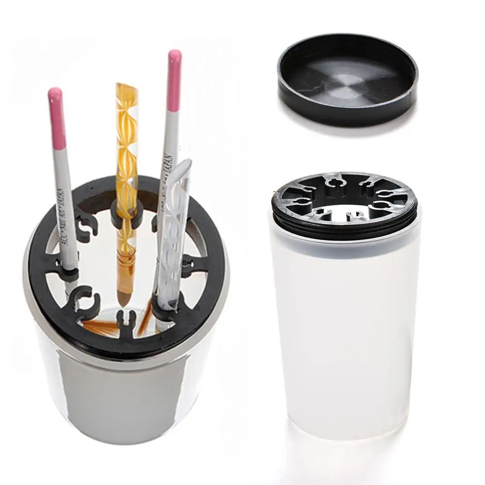 

NEW Cup Washing Water Container Cup Professional Handy Holder Acrylic Pen Cleaner Nail Art Brush Pot Tools X0006