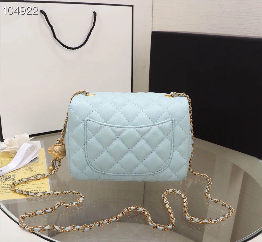 

2021 High-end luxury ladies handbags casual fashion leather shoulder bag female small golden ball messenger bag square wallet