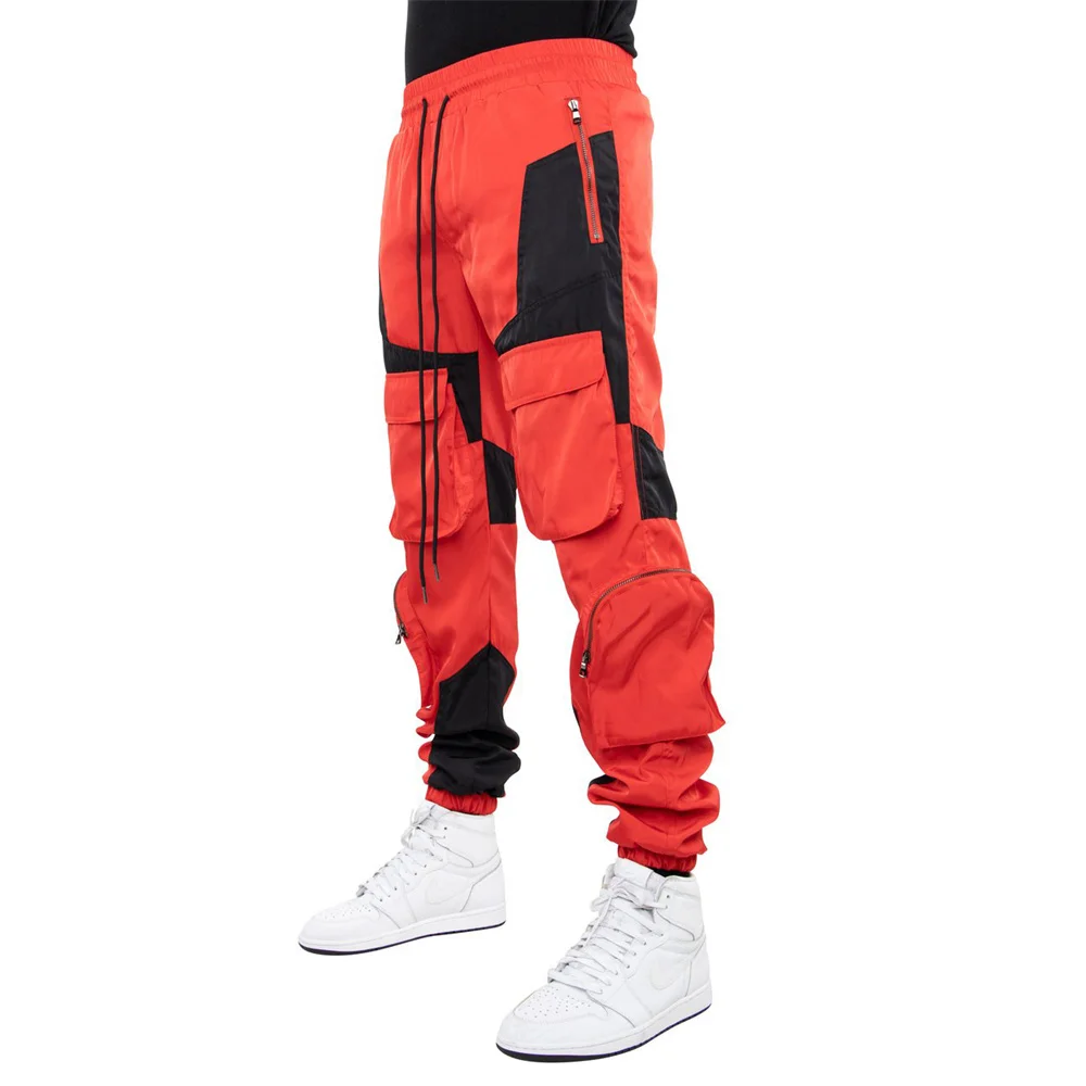 

2021 Men's Multi-Pocket Cargo Pants Men's Splice Color Trousers Mountain Climbing Casual Lower Pants