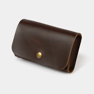 Dark Brown Спилок, ручная работа, унисекс, маленькие кошельки, чехол для карт, винтажный, мужской, женский, ID, кредитный держатель для карт, короткий, uniesss, держатель для карт, кошелек - Цвет: Dark Brown