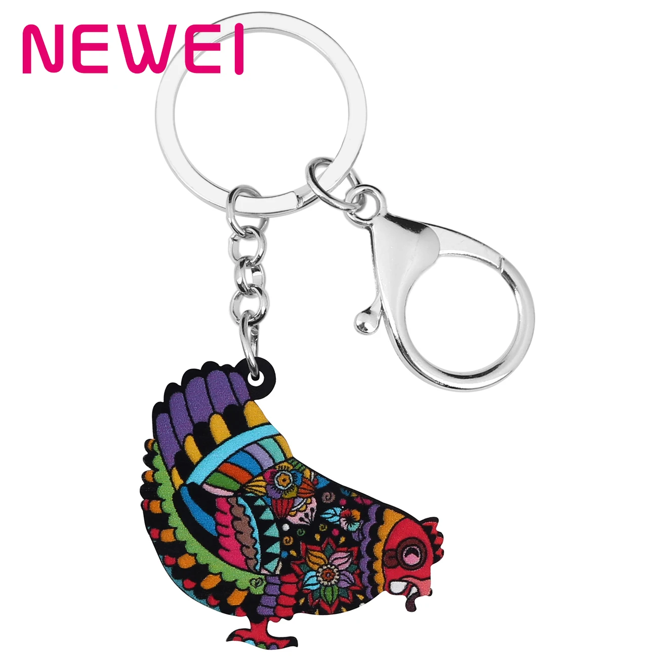 Newei акриловый цветочный петух курица брелки для ключей большая Милая ферма